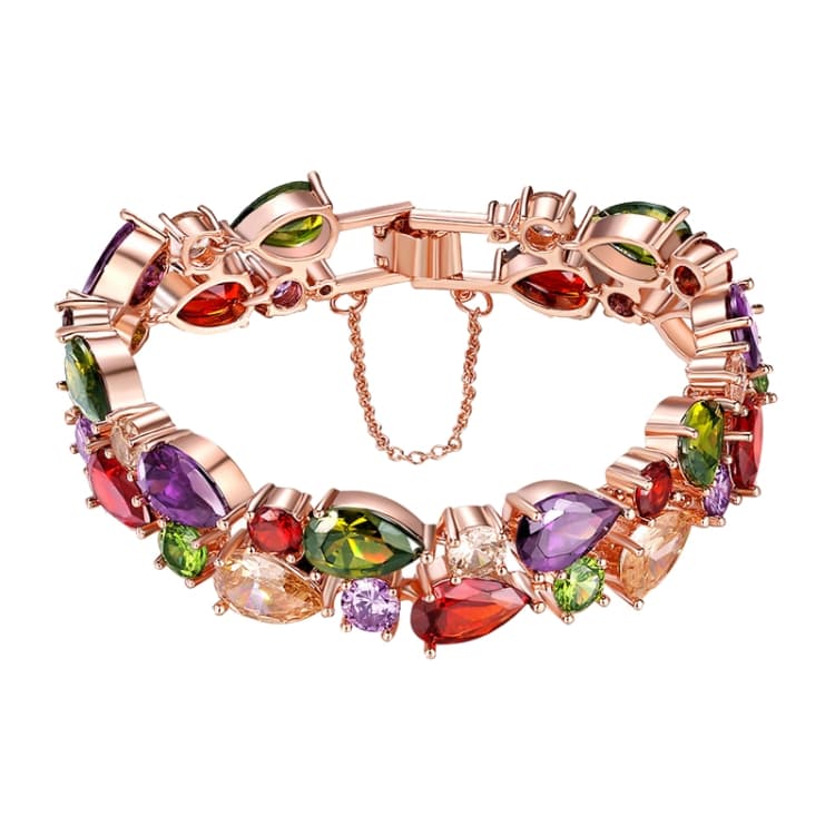 Bracciale con perline in zircone colorato rosa oro Monna Lisa 18 cm - Immagine 1