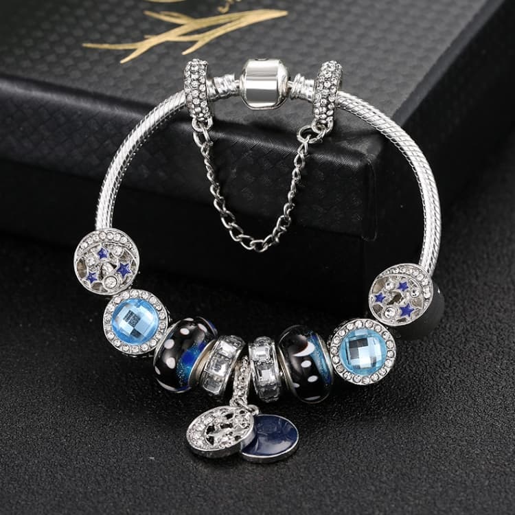 Bracciali con perline stile etnico boho cielo blu stelle luna 19 cm - Immagine 1