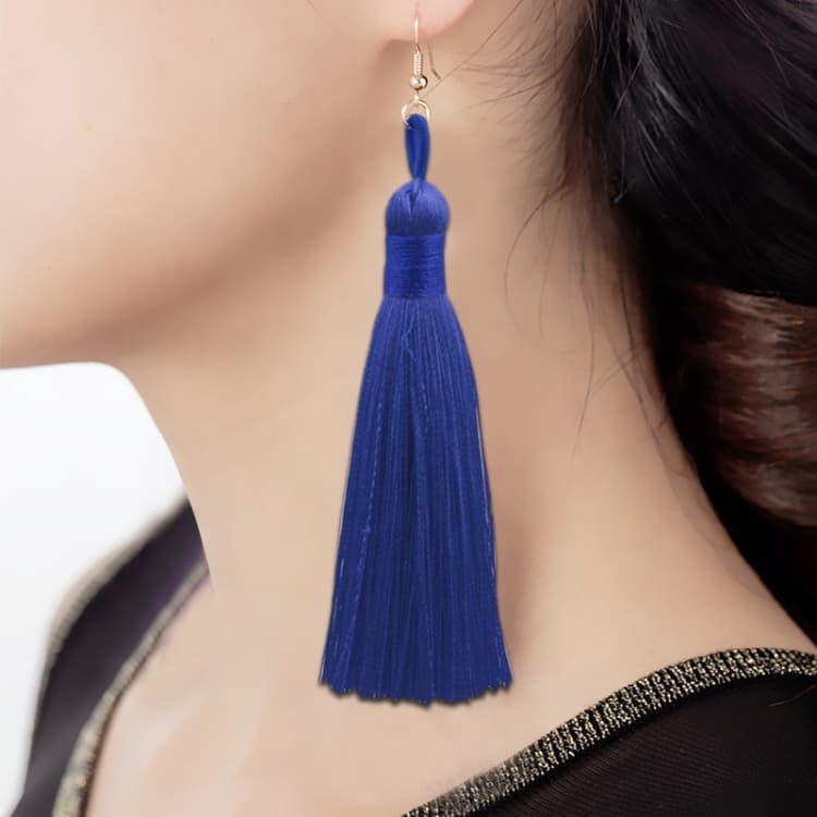 3 Paia di Orecchini Lunghi con Nappe Boho Donna (Blu) - Immagine 1
