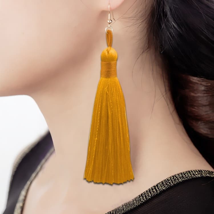 3 Paia Orecchini Lunghi con Nappe Boho Donna (caffè) - Immagine 1