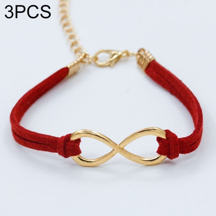 3 Pezzi Braccialetti in Corda Moda Donna Parola Simbolo 8 (rosso) - Immagine 1