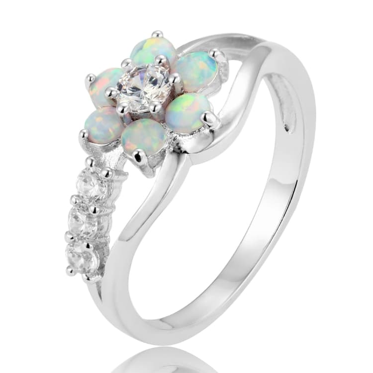 Gioiello anello donna in argento 925 con opale, misura anello: 6 (bianco) - Immagine 1
