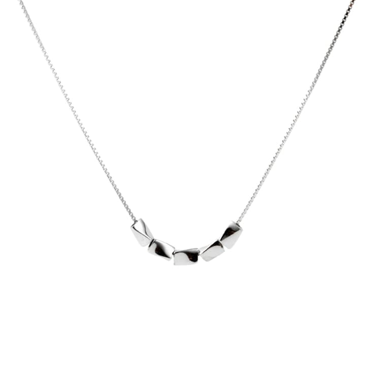 Collana a piselli in argento 925 con catena clavicola a riso - Immagine 1