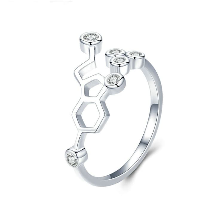 Anello aperto in argento sterling S925 a nido d'ape - Immagine 1