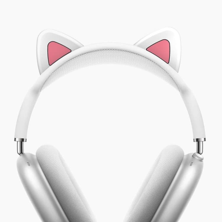 Copertura a fascia in silicone con orecchie da gatto per AirPods Max 2 / Max (Bianco) - Immagine 1