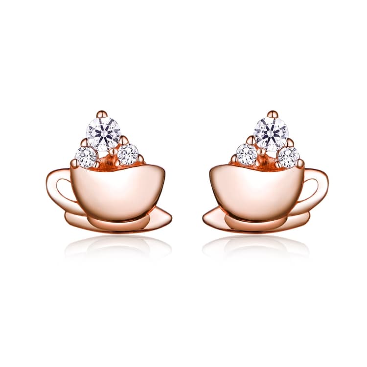 Orecchini a forma di caffè, gioielli semplici per ragazze - Immagine 1
