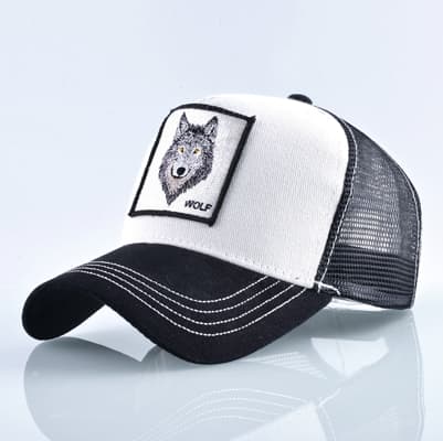 Berretto da baseball in cotone ricamato con lupo bianco - Immagine 1