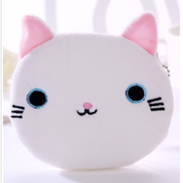 Cute Cat Coin Purse Children Plush Coin Purse(White) - Immagine 1