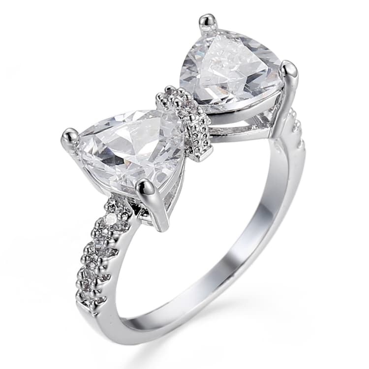 Anello Femminile con Grazioso Nodo a Fiocco in Zirconia, Misura Anello: 8 - Immagine 1