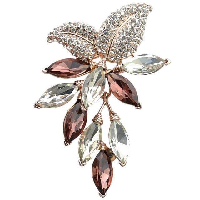 Spilla a trapano con cristalli di fiori (Marrone) - Immagine 1