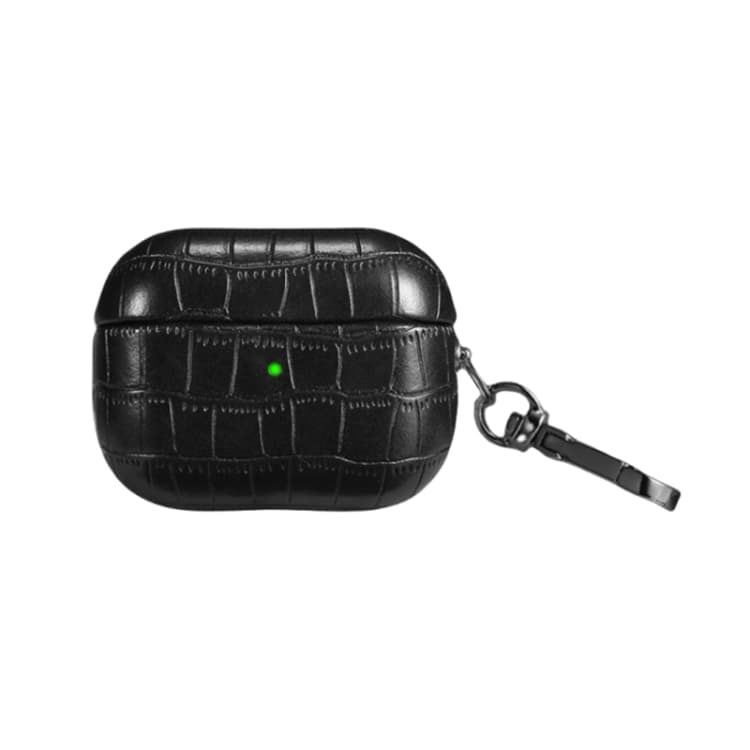 Custodia protettiva per auricolari con texture coccodrillo per AirPods 4 (Nero) - Immagine 1