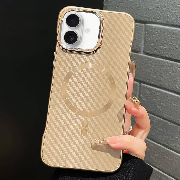 For iPhone 16 AG Carbon Fiber Frameless MagSafe Phone Case(Gold) - Immagine 1