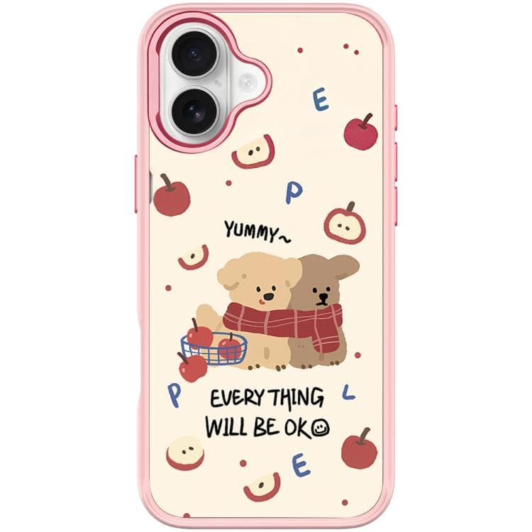 For iPhone 16 Apple Dog Pattern Magnetic Phone Case(Pink) - Immagine 1
