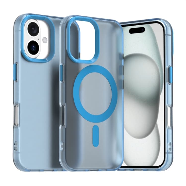 For iPhone 16 Candy Magsafe PC Hybrid TPU Phone Case(Blue) - Immagine 1