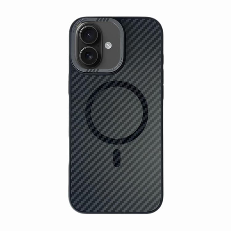 For iPhone 16 Carbon Fiber MagSafe Magnetic Phone Case(Black) - Immagine 1