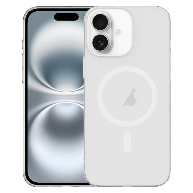 For iPhone 16 Clear PC Injection MagSafe Phone Case(White) - Immagine 1