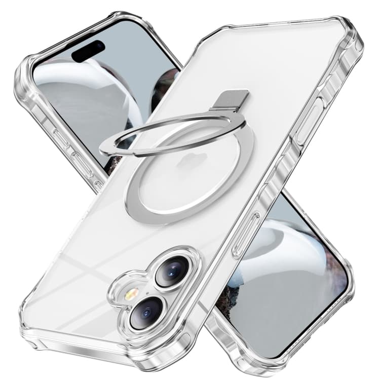 For iPhone 16 Clear Wave MagSafe Holder Phone Case(Transparent) - Immagine 1