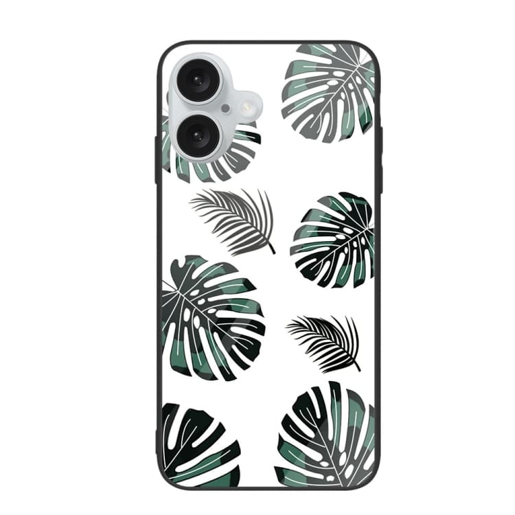 For iPhone 16 Colorful Painted Glass Phone Case(Banana Leaf) - Immagine 1