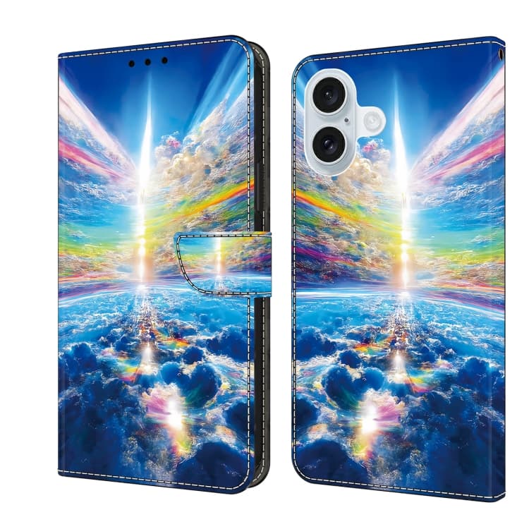 For iPhone 16 Crystal Painted Leather Phone case(Colorful Sky) - Immagine 1