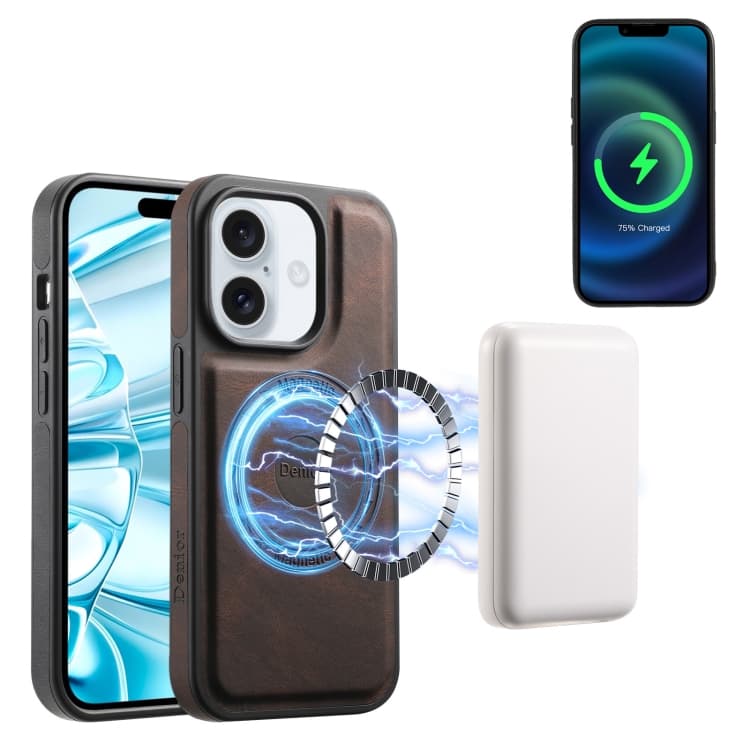 For iPhone 16 Denior A13 Skin Feel MagSafe Phone Case(Brown) - Immagine 1