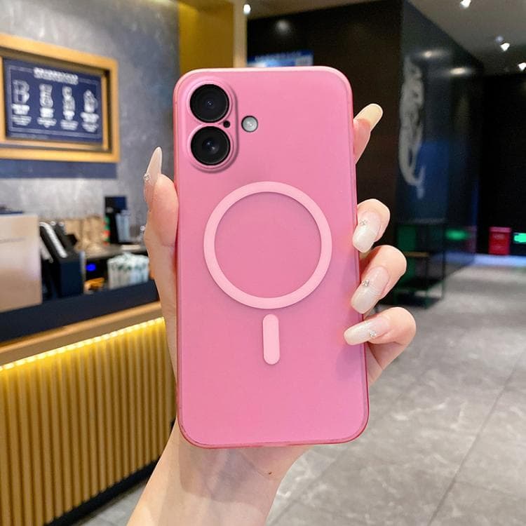 For iPhone 16 Fine Hole Ice Fog MagSafe PC Phone Case(Pink) - Immagine 1