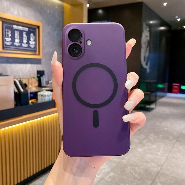 For iPhone 16 Fine Hole Ice Fog MagSafe PC Phone Case(Purple) - Immagine 1