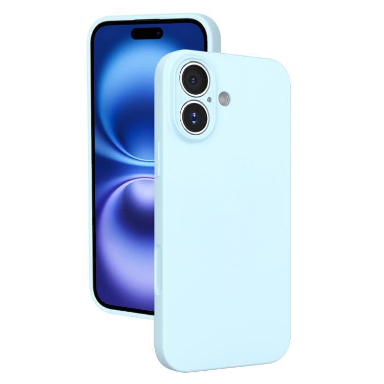 For iPhone 16 Fine Hole Liquid Silicone Phone Case(Sierra Blue) - Immagine 1