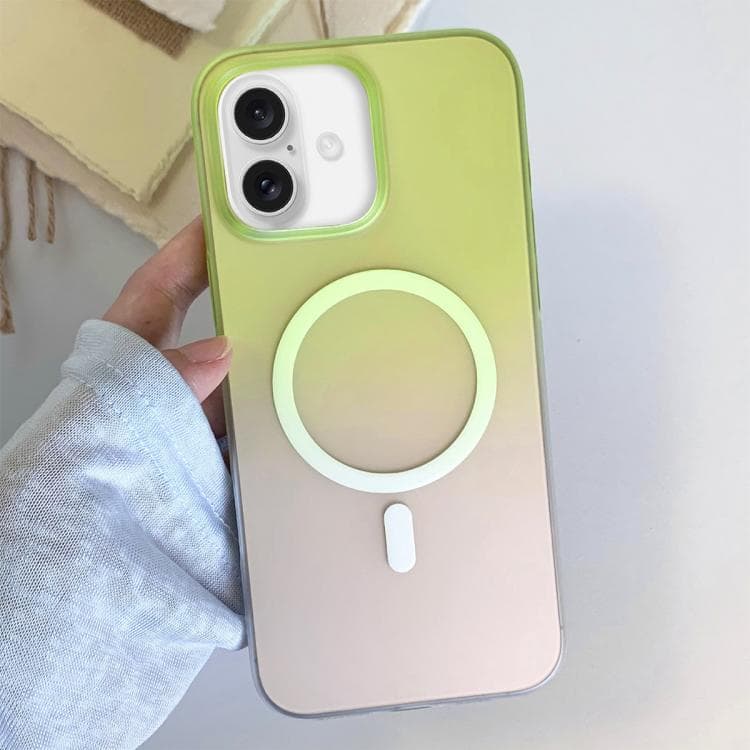 For iPhone 16 Frosted Gradient TPU Magnetic Phone Case(Green) - Immagine 1