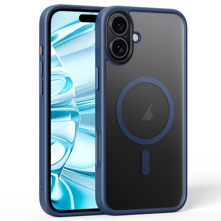 For iPhone 16 Frosted MagSafe Magnetic Phone Case(Titanium Blue) - Immagine 1