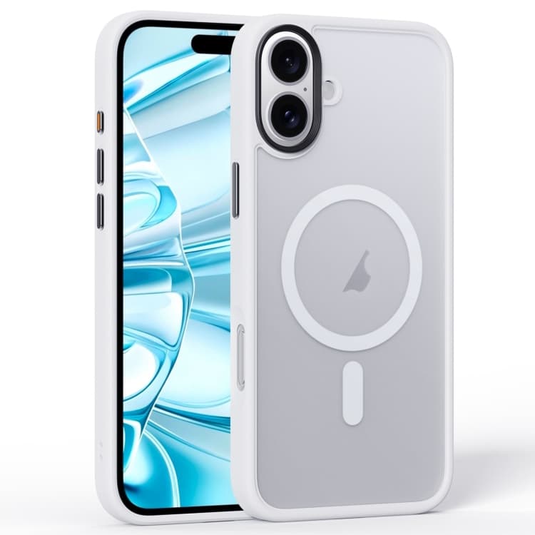 For iPhone 16 Frosted MagSafe Magnetic Phone Case(White) - Immagine 1
