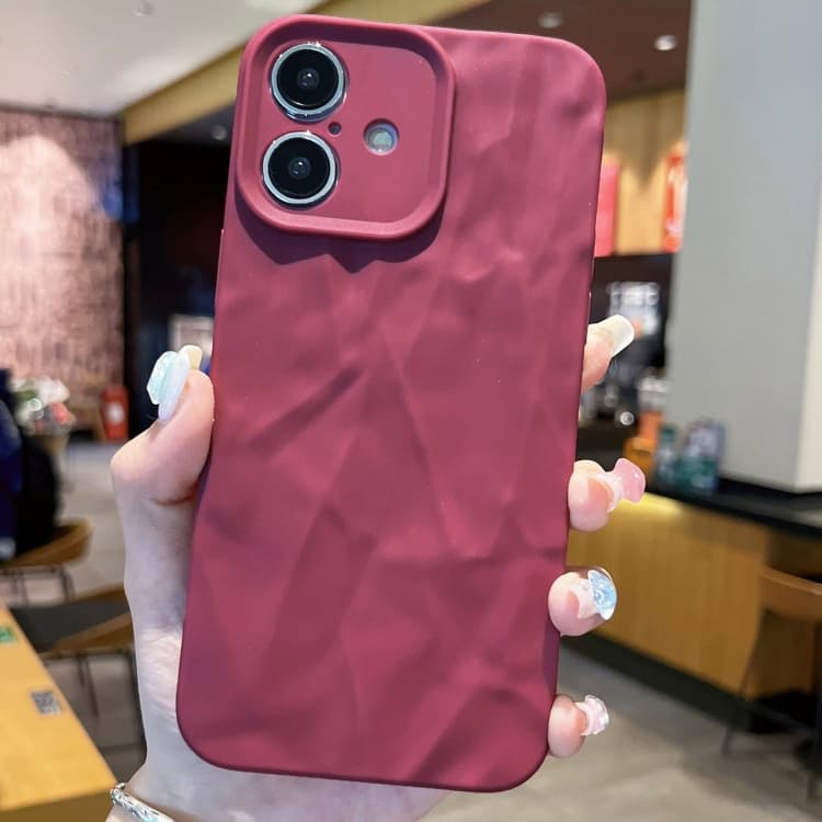 For iPhone 16 Frosted Wrinkles Texture TPU Phone Case(Red) - Immagine 1