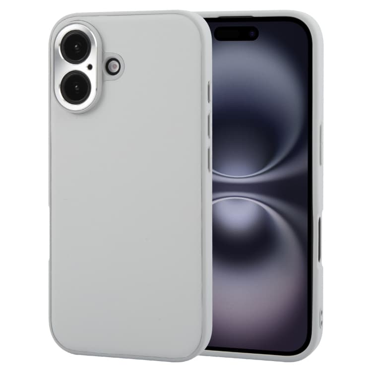 For iPhone 16 GEBEI Plain Leather TPU Hybrid PU Phone Case(Grey) - Immagine 1