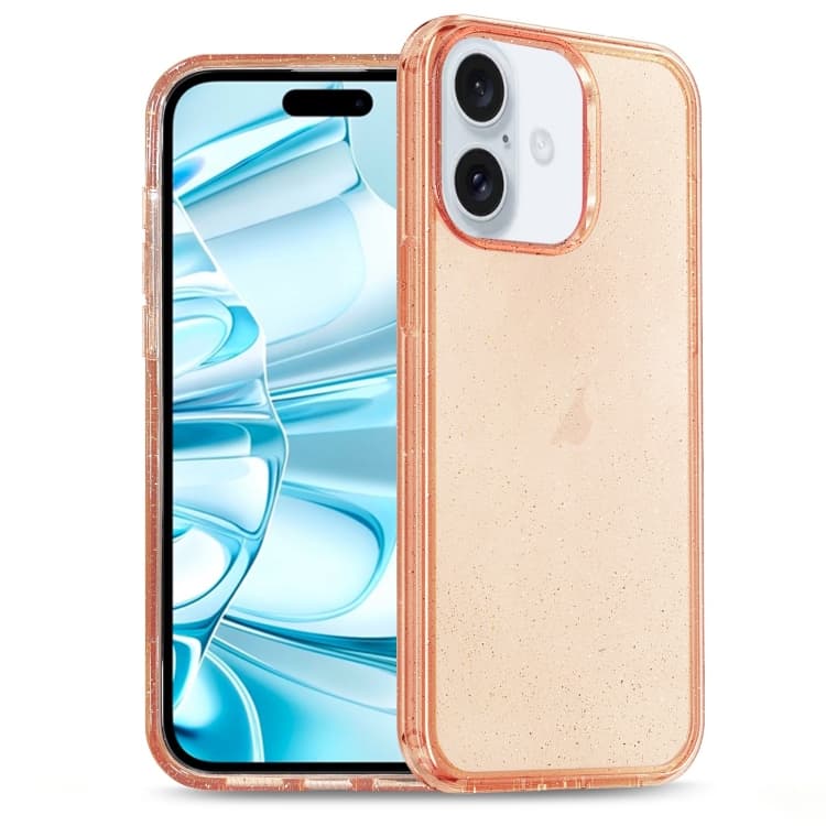 For iPhone 16 Glitter Powder TPU Hybrid PC Phone Case(Orange) - Immagine 1