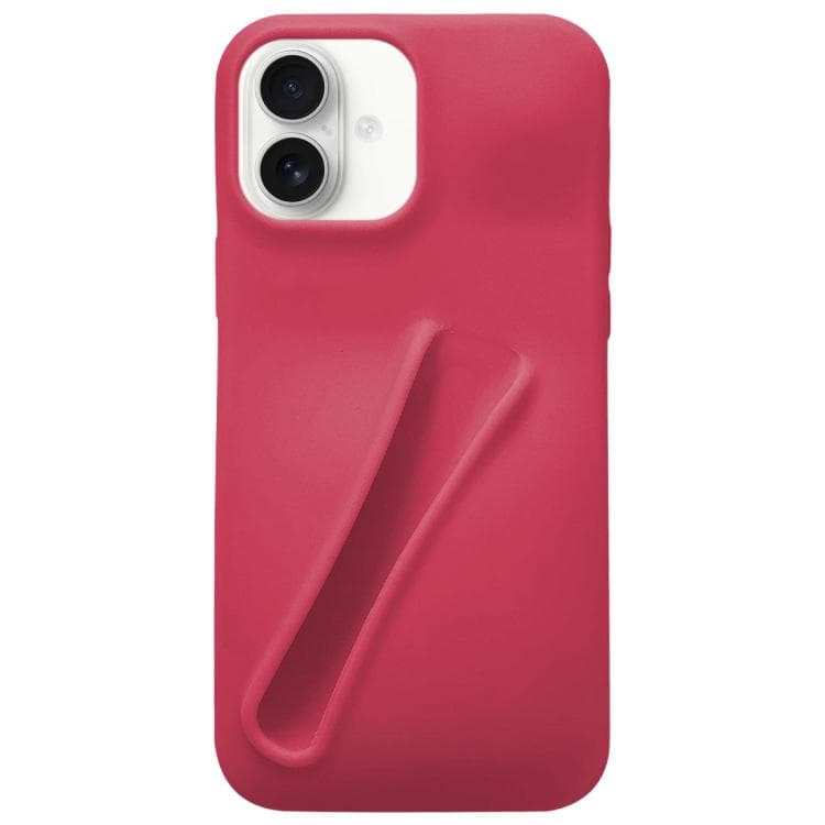 For iPhone 16 Lipstick Silicone 3D Phone Case(Red) - Immagine 1