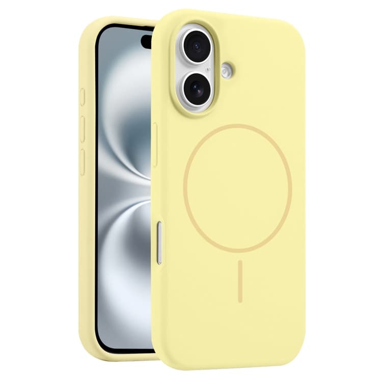 For iPhone 16 Liquid Silicone MagSafe Phone Case(Yellow) - Immagine 1