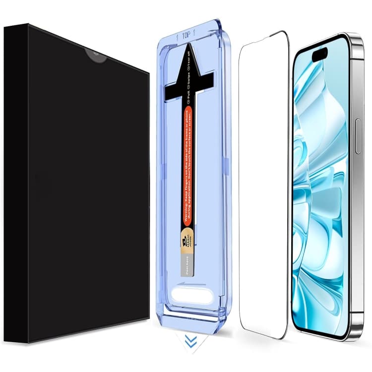 For iPhone 16 LK Easy Install HD Tempered Glass Film(Black) - Immagine 1