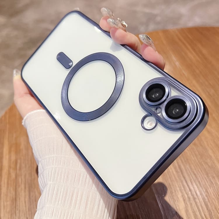 For iPhone 16 MagSafe Magnetic Frosted TPU Phone Case(Dark Blue) - Immagine 1