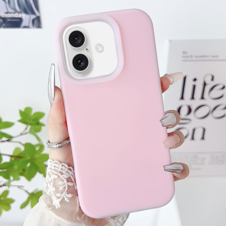 For iPhone 16 PC Hybrid Liquid Silicone Jelly Phone Case(Pink) - Immagine 1