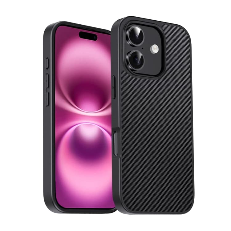 Per iPhone 16 Serie Pita Custodia in TPU + PC con Texture (Nero) - Immagine 1