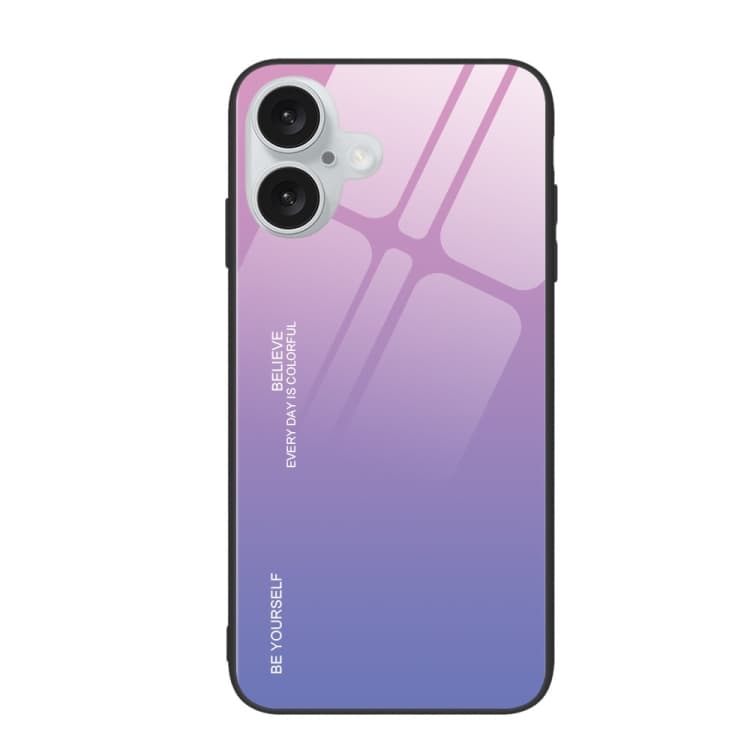 Custodia per iPhone 16 Plus in vetro con colore sfumato (Rosa Viola) - Immagine 1