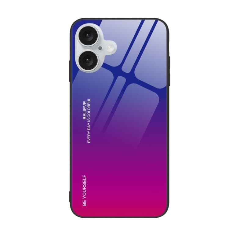 Custodia per iPhone 16 Plus in vetro con colore sfumato (Rosso Porpora) - Immagine 1
