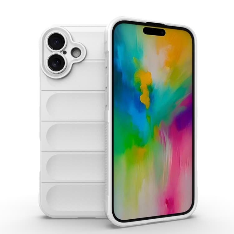 For iPhone 16 Plus Magic Shield TPU + Flannel Phone Case(White) - Immagine 1
