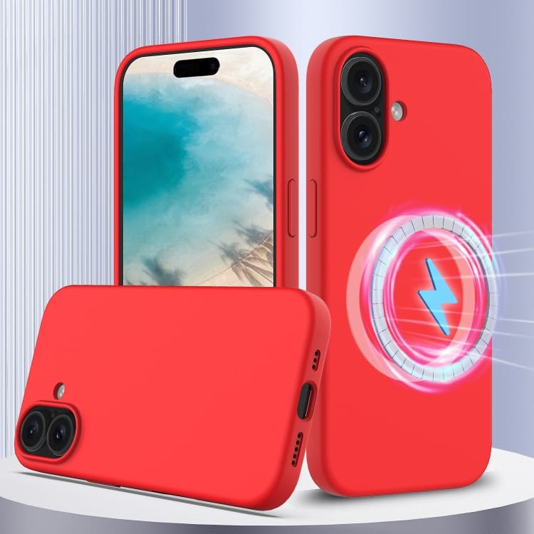 Custodia per iPhone 16 Plus in silicone antiurto con Magsafe (Rosso) - Immagine 1