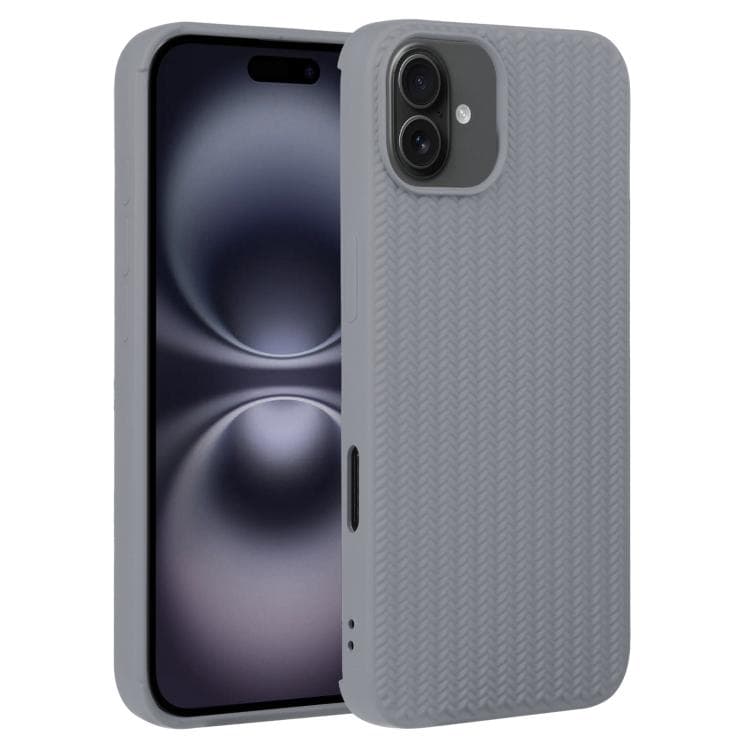 For iPhone 16 Plus Weave Texture Silicone Phone Case(Grey) - Immagine 1