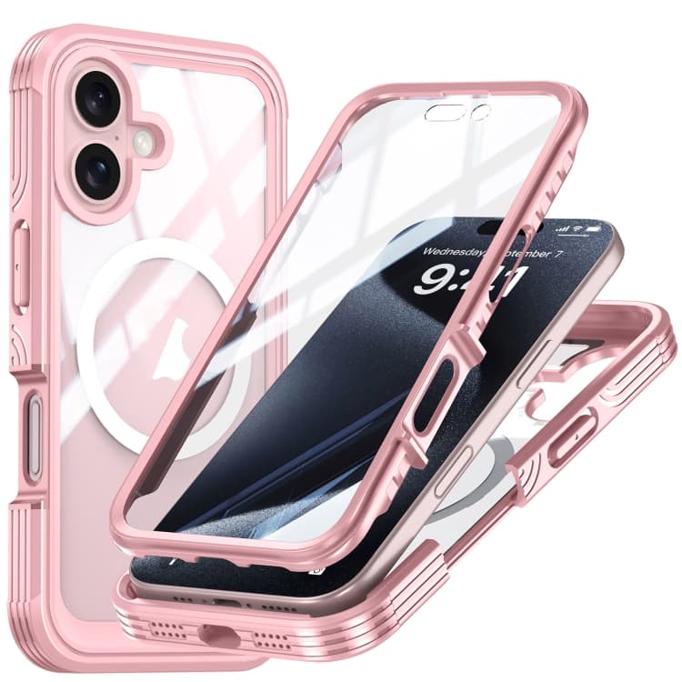 For iPhone 16 RedPepper Tempered Glass MagSafe Phone Case(Pink) - Immagine 1