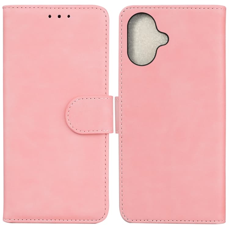 For iPhone 16 Skin Feel Pure Color Flip Leather Phone Case(Pink) - Immagine 1