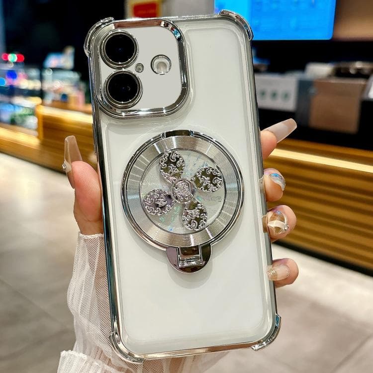For iPhone 16 Spinning Top Holder Phone Case(Silver) - Immagine 1