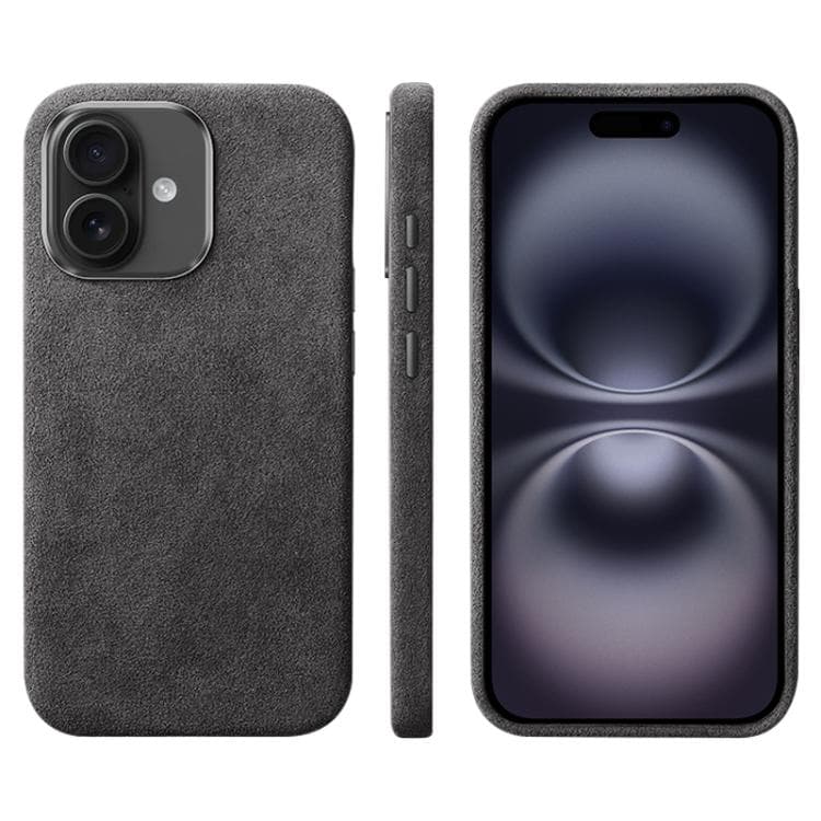 For iPhone 16 Suede Leather MagSafe Back Cover Phone Case(Black) - Immagine 1