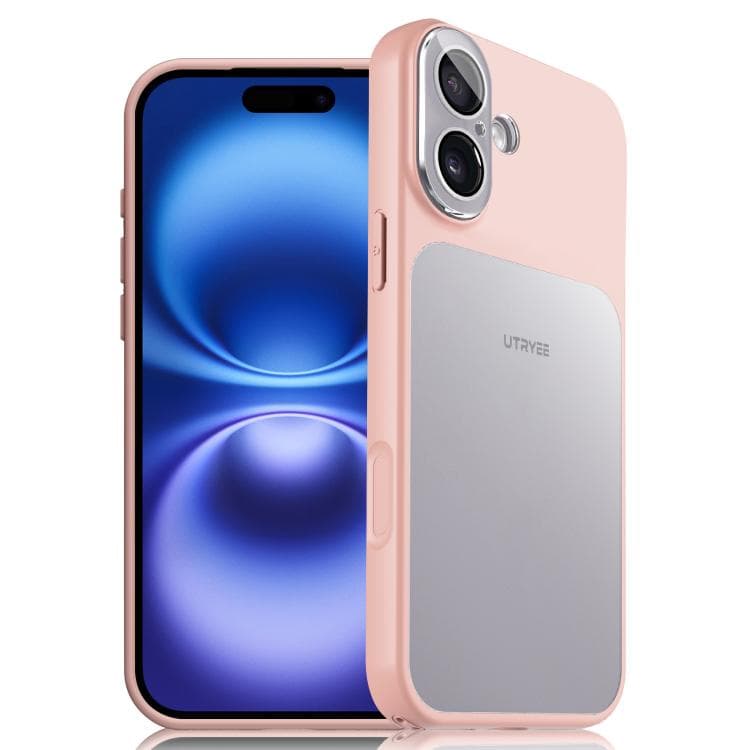 For iPhone 16 UTRYEE Colorful Silver Magnetic Phone Case(Pink) - Immagine 1