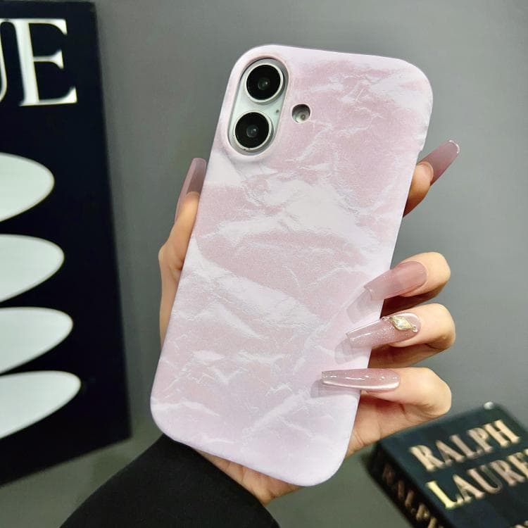 For iPhone 16 Velvet Leather PC Half Coverage Phone Case(Pink) - Immagine 1